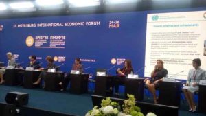 23 и 25  мая  Председатель СПбРО РЭА Вероника Тарбаева приняла участие в мероприятиях, проходивших  в рамках Петербургского международного экономического форума (ПМЭФ-2018) в Экспофоруме.